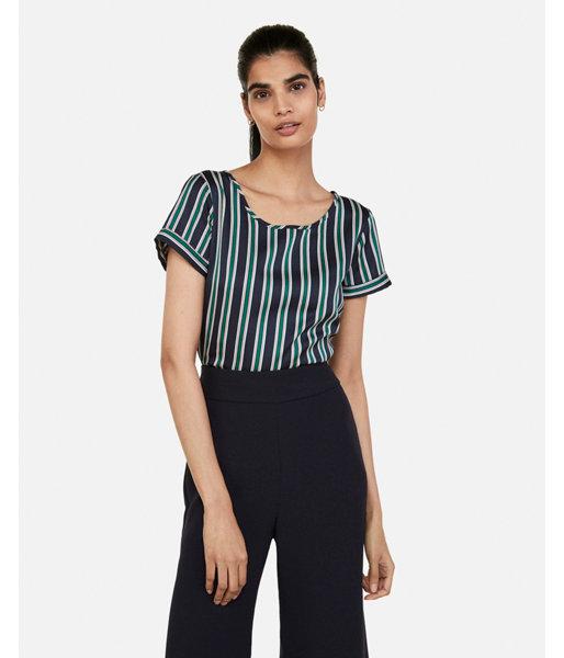 Express Womens Striped Zip Back Gramercy Tee