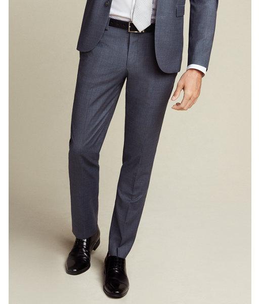 Express Skinny Innovator Navy Narrow Stripe Wool Blend