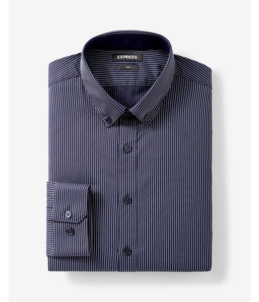 Express Mens Extra Slim Fit Striped Performance Dress