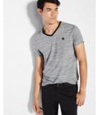 Express Mens Soft Wash Marled Small Lion V-neck T-shirt