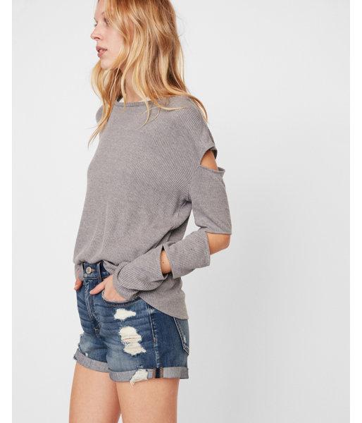 Express Womens Slash Arm Crew Neck Top