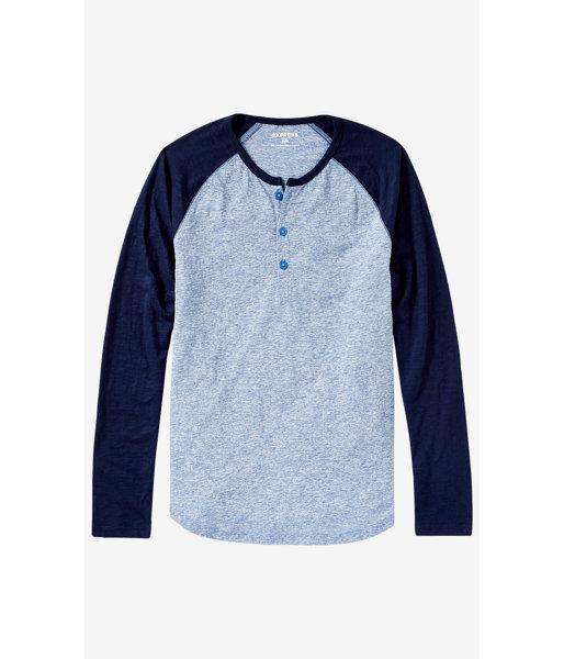 Express Men's Tees Twisted Slub Knit Baseball Henley T-shirt