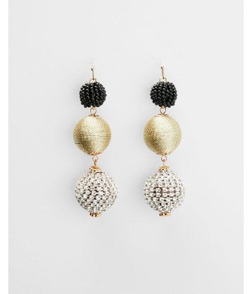 Express Womens Fabric Ball Linear Drop Earrings