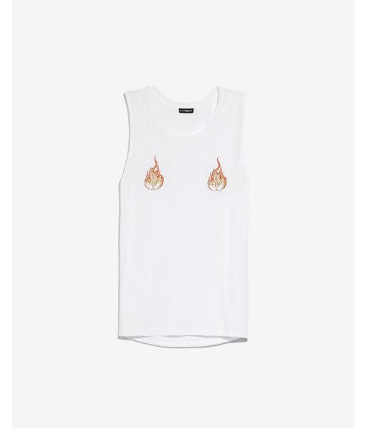 Express Womens Glitter Flames Crew Neck Tank
