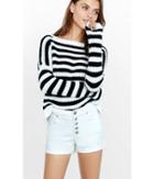 Express Women's Shorts White High Waisted Button Fly