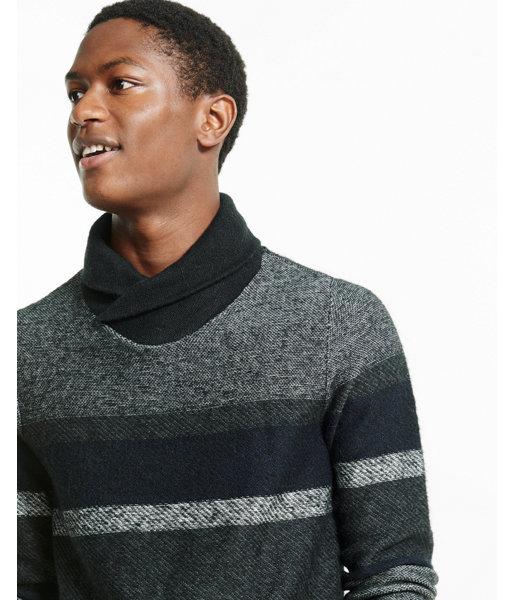 Express Mens Mixed Stripe Shawl Neck
