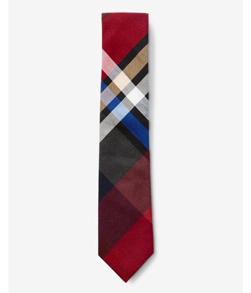 Express Mens Narrow Plaid Cotton Tie
