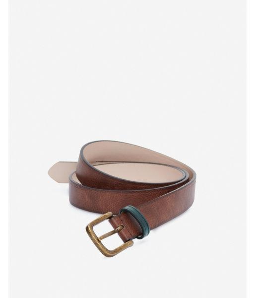 Express Mens Olive Strap Gold Prong Buckle Belt