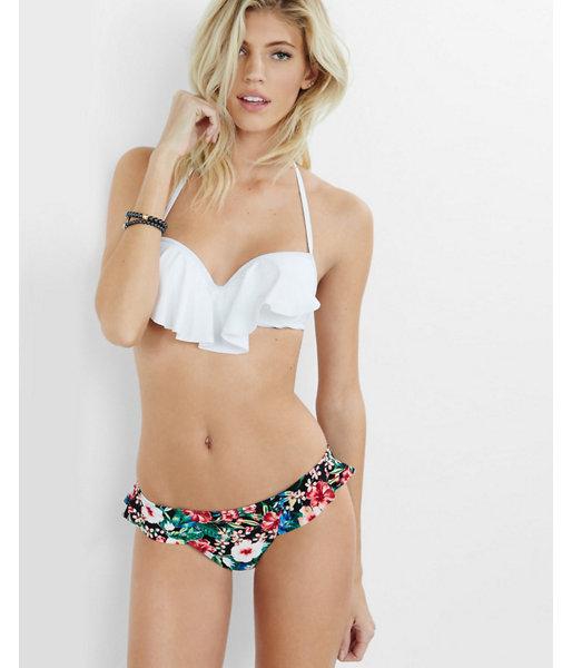 Express Womens White Ruffle Sweetheart Bandeau