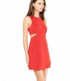 Express Womens Red Cut-out Fit And Flare Dress