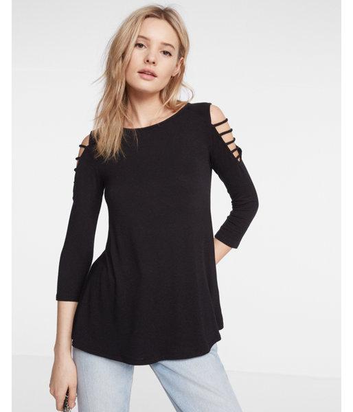 Express Strappy Shoulder Crew Neck Tee