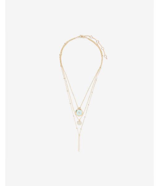 Express Womens Nested Charm 3 Layered Necklace