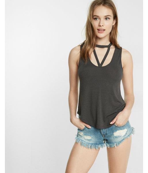 Express Womens Strappy Choker Neck Tank