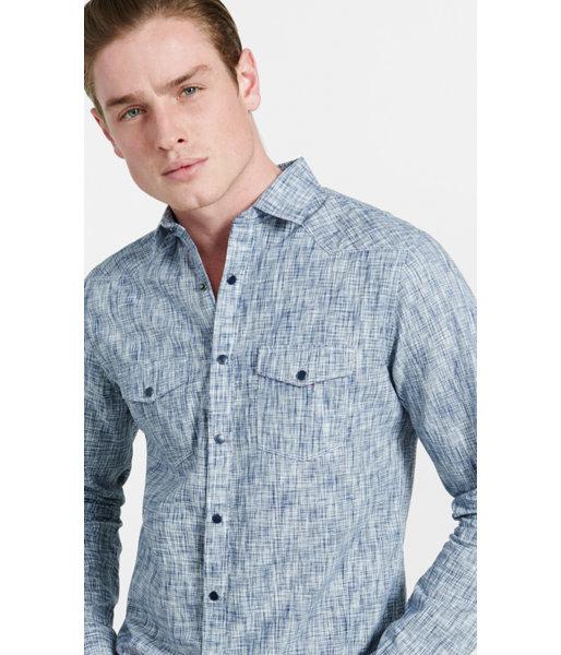 Express Men's Shirts Navy Western Space Dye