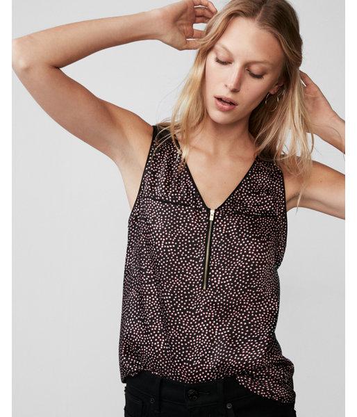 Express Womens Dotted Welt Pocket Zip Front Tank