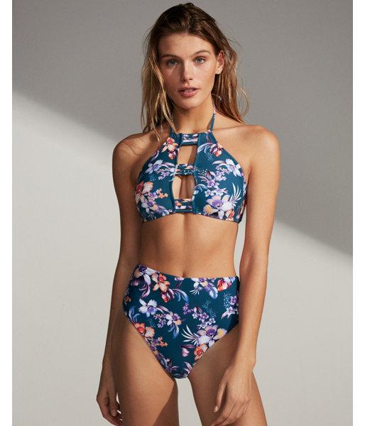 Express Womens Floral Cut-out Adjustable Halter Top