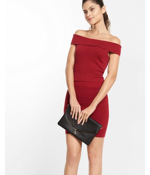 Express Off The Shoulder Knit Cropped Top