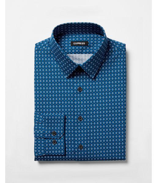 Express Mens Slim Geometric Print Dress