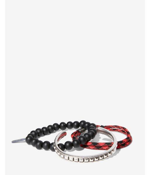 Express Mens Set Of Three Bead Cuff Bungee Bracelets