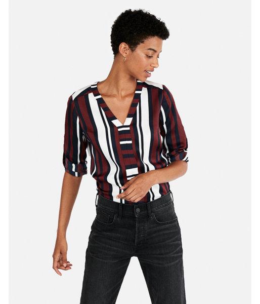 Express Womens Striped Satin Popover Chelsea