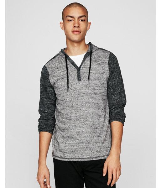 Express Mens Texture Jersey Hooded Henley