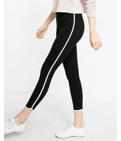 Express Womens Athletic Stripe Curved Hem