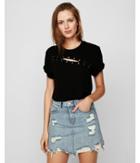 Express Womens Express One Eleven Lace-up Spliced Girlfriend Tee
