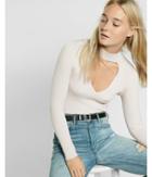 Express Womens Long Sleeve Ribbed Cut-out Choker