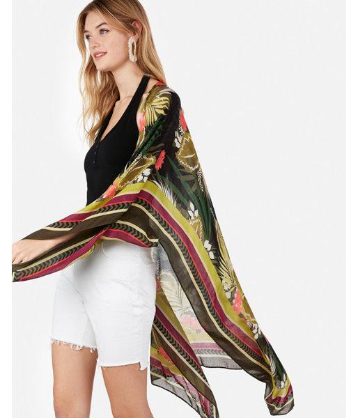 Express Womens Floral Palm Print Cover-up