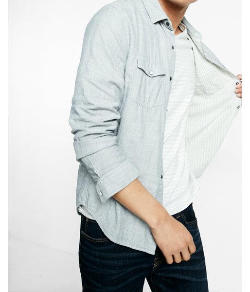 Express Mens Double Weave Button Down Cotton