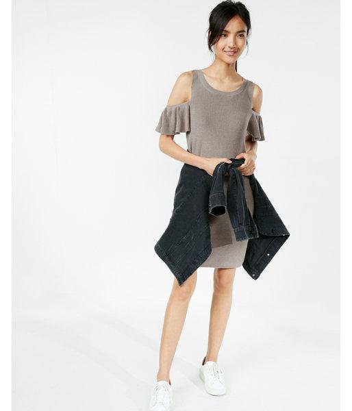 Express Womens Flutter Sleeve Scoop Neck Dress