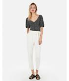 Express Womens Printed Puff Sleeve V-neck Botton Top
