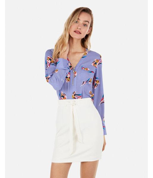 Express Womens Tulip Two Pocket Zip Front Chelsea Popover