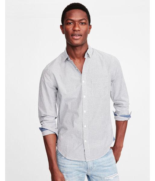 Express Mens Slim Soft Wash Striped Button-down