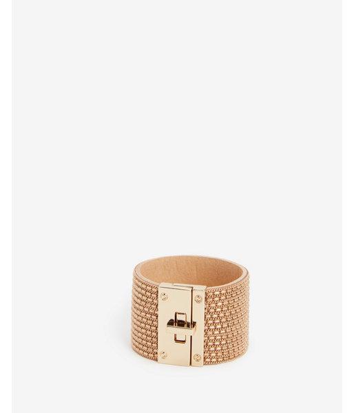 Express Womens Woven Metal Chain Turnlock Cuff Bracelet