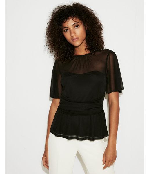 Express Womens Sweetheart Mesh Overlay Top