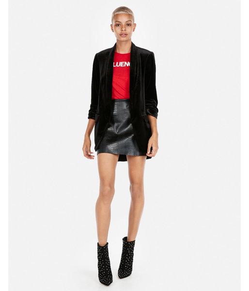 Express Womens Petite Shawl Collar Velvet Boyfriend Blazer
