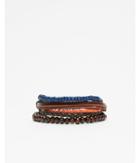 Express Mens Leather And Bead Stretch Bracelet