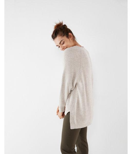 Express Womens Oversized Marled Deep V-neck Tunic