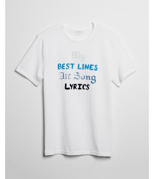 Express Mens My Best Lines Are Song Lyrics Raised Graphic Tee