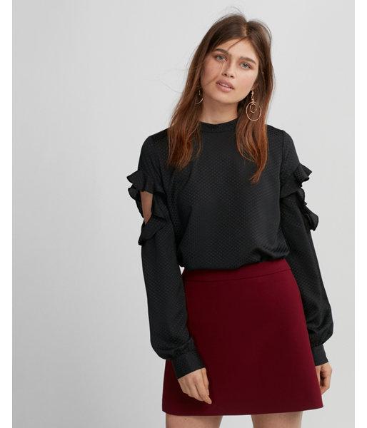 Express Cut-out Dotted Ruffle Blouse