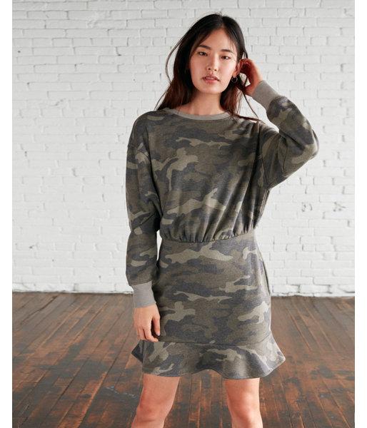 Express Womens Express One Eleven Camo Ruffle Hem Sweatshirt Dress