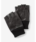 Express Mens Leather And Knit Fingerless Gloves