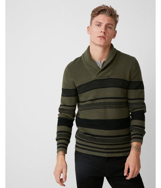 Express Mens Striped Shawl Collar Popover