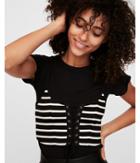 Express Womens Two-in-one Striped Lace-up Corset Top