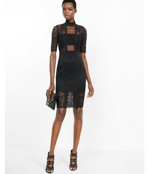 Express Womens Black Short Sleeve Lace