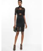 Express Womens Black Short Sleeve Lace