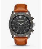 Express Rivington Textured Multi-function Leather Watch - Cognac
