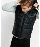 Express Mens (minus The) Leather Hooded Puffer Vest