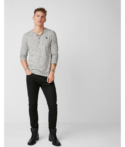 Express Mens Small Lion Long Sleeve Cutaway Henley